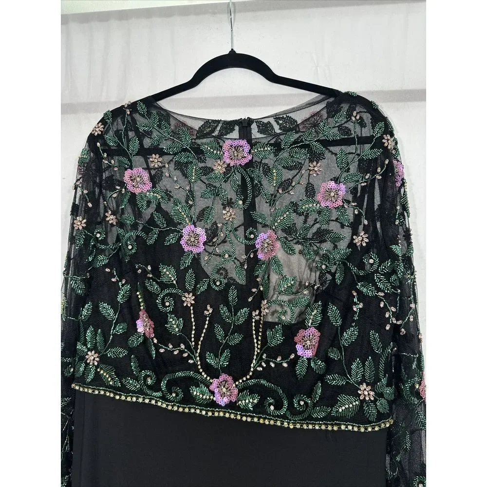 NWT $698 Mac Duggal [ 18 ]‎ Beaded Illusion High Neck Trumpet Gown Black #G1884 - Picture 13 of 16